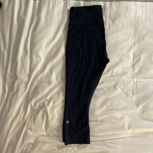 Lululemon fast and free crop, navy, size 8, 19in inseam